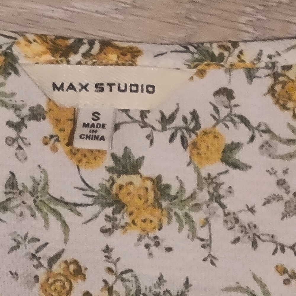 Max Studio Yellow and Green Ruffled Wrap Sundress - Picture 2 of 7